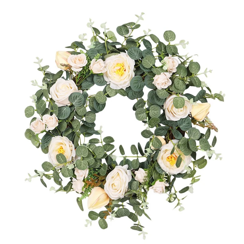 New Artificial Camellia Wreath, Suitable For Indoor And Outdoor Home Wedding, Various Festivals, Blooming All The Year Round