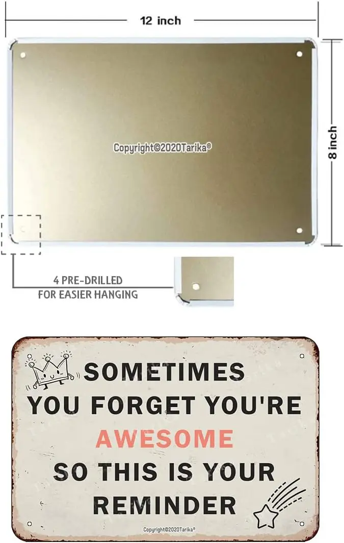 Sometimes You Forget You're Awesome So This is Your Reminder Vintage Look 8X12 Inch Iron Tin Sign for Home Garage Bar