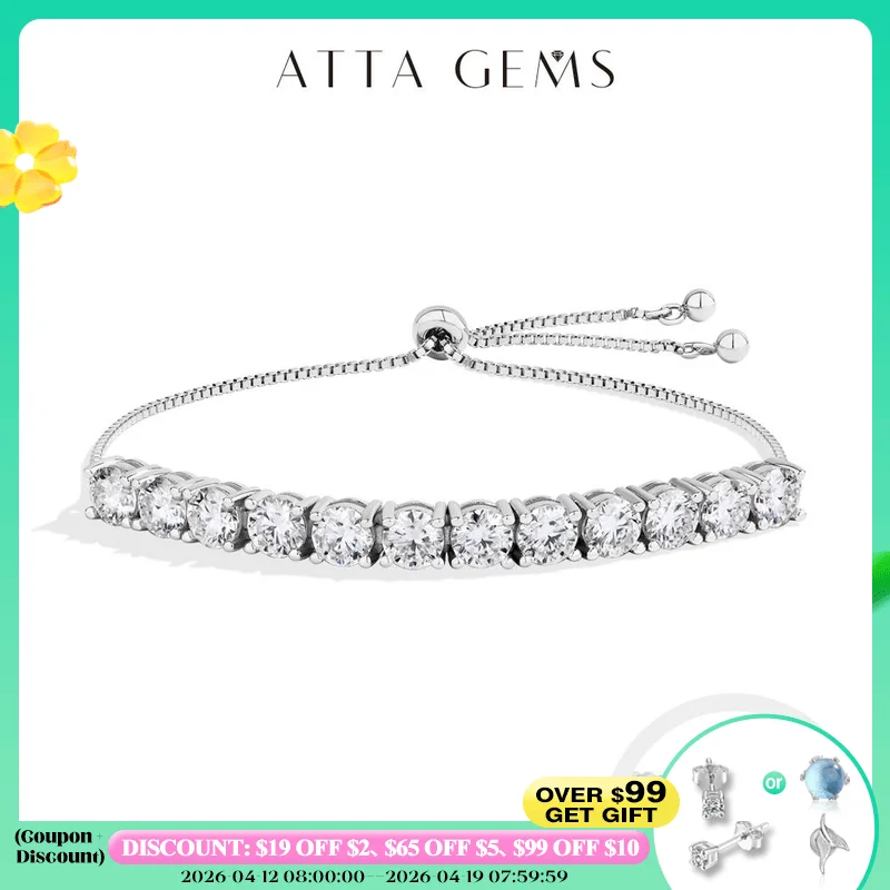 

ATTAGEMS 5.0mm DVVS1 Tennis Moissanite Bracelet for Women Men 925 Sterling Silver 18K Gold Plate Charm Chain Unisex Fine Jewelry