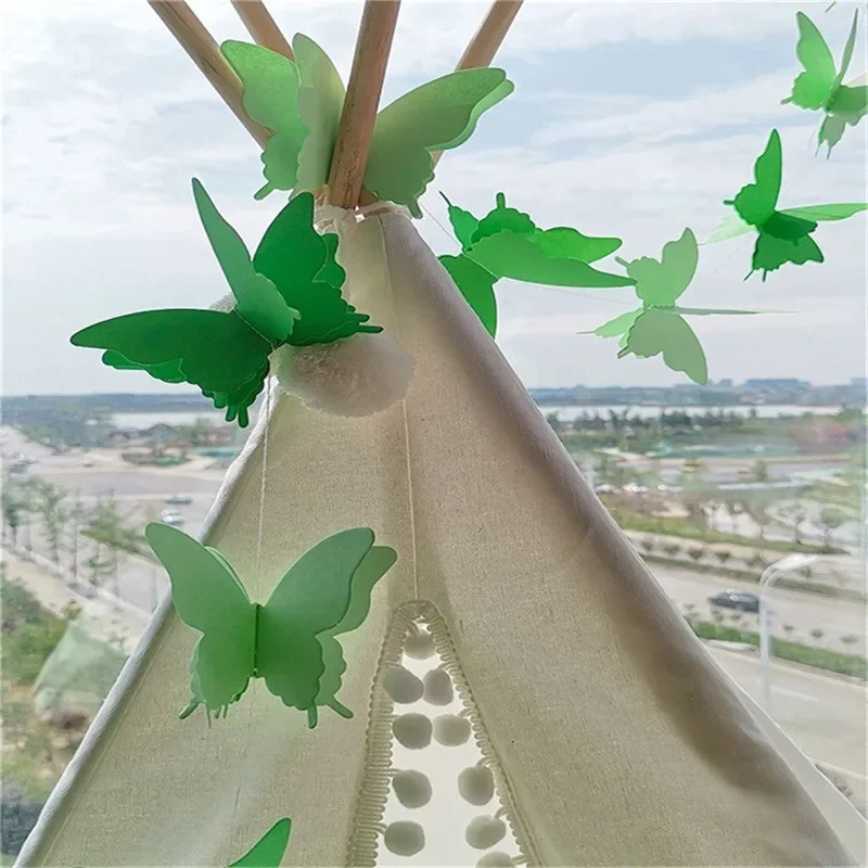 2M 3D Paper Butterfly Garland Hanging Wedding Fairy Birthday Party Decoration Butterflies DIY Banner Baby Shower Suppie