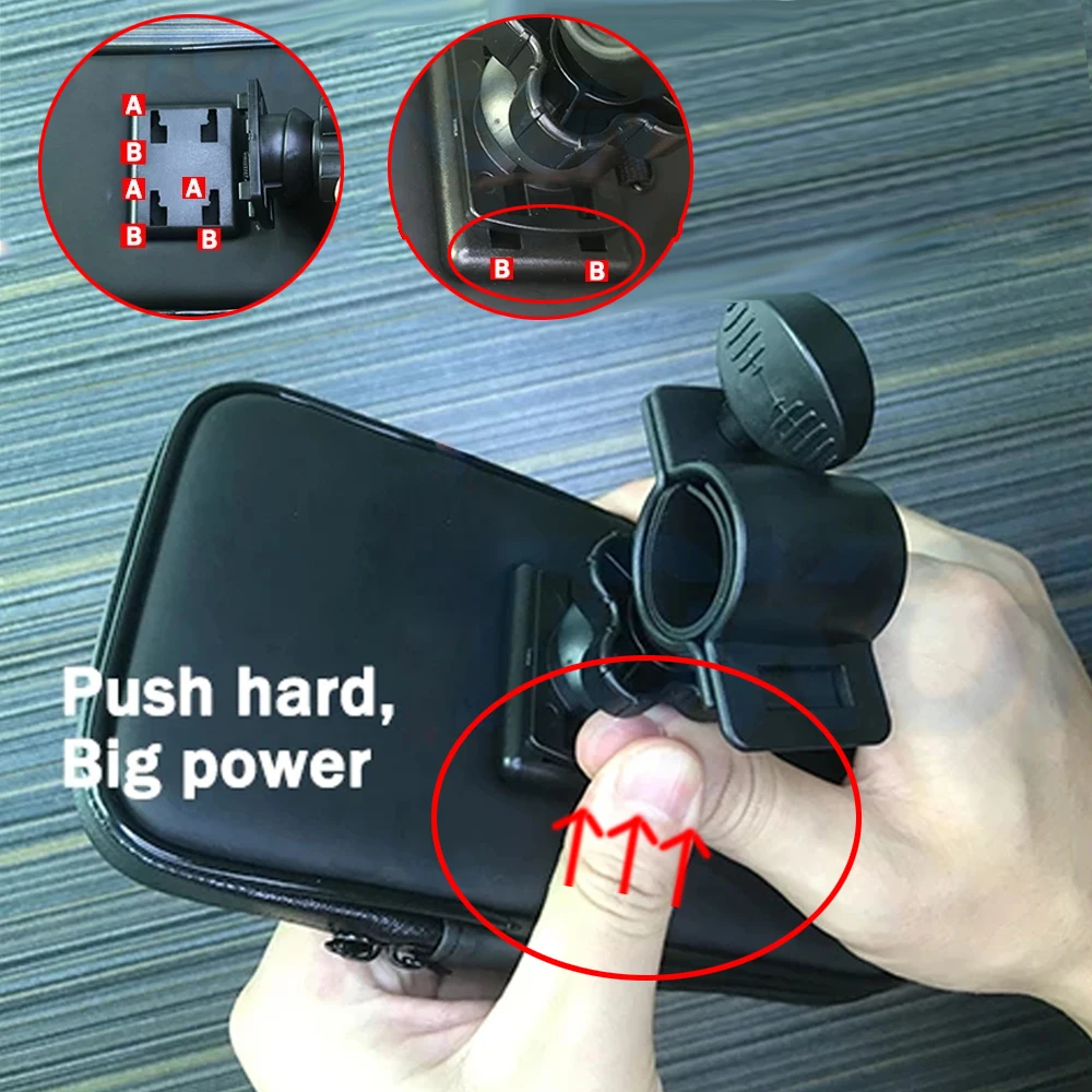 Image 7: Support de téléphone étanche pour moto et vélo, support de rétroviseur, support de scooter et de vélo, sac de téléphone pour Samsung, Hurbike