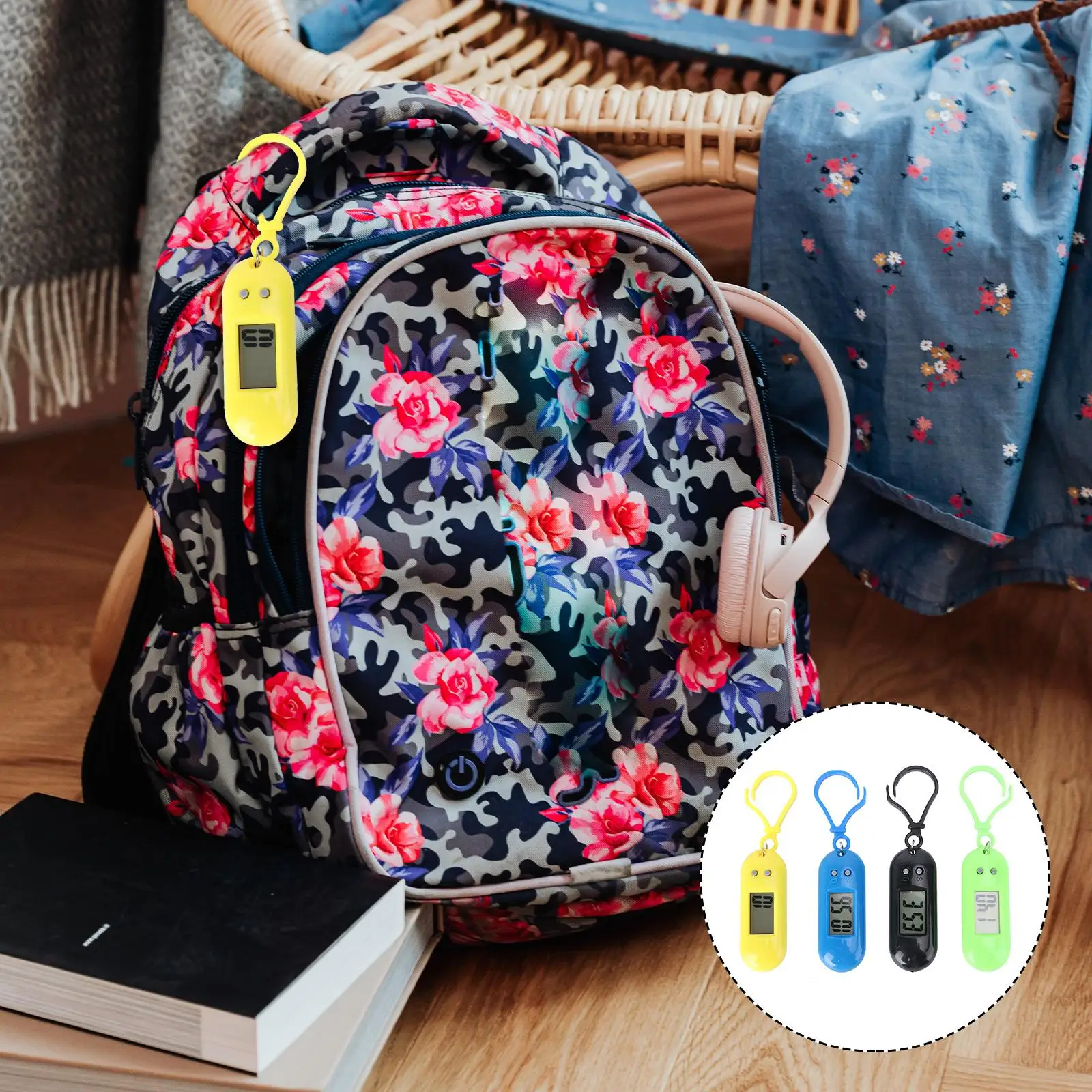 4 Pcs Mini Clock Keychain Pocket Watch Lightweight Digital Plastic Clip Durable Easy Read Time Great Gift buckle Backpack