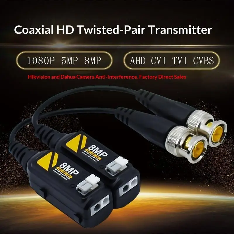 CCTV Video Adapter Set With BNC Connector, RJ45 Port DC5.5X2.1Mm Power Cable For Analog Surveillances Layouts