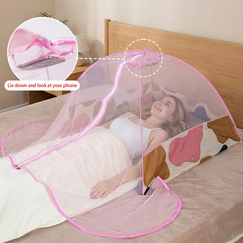 Pop Up Face Head Mosquito Net for Bed Foldable Portable Bed Canopy with Top Phone Viewing Window Mesh Tent for Adult Bedroom