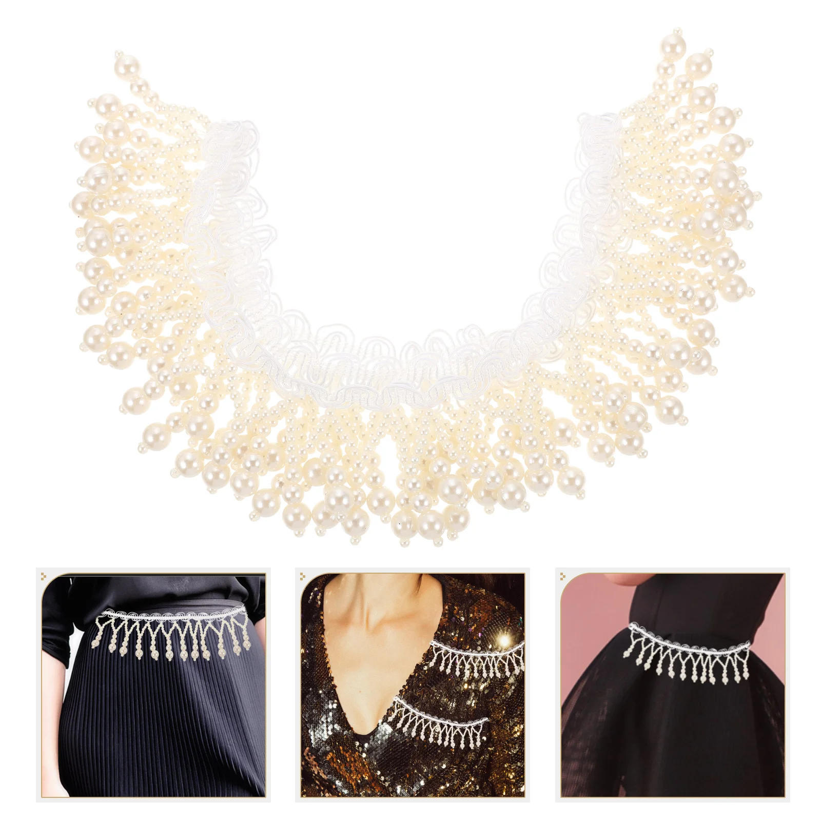 

1 Yard Pearl Trim for Decor DIY Delicate Pearl Tassel Ribbon for Curtains Tablecloths Lingerie Craft Projects Skirt Shoe