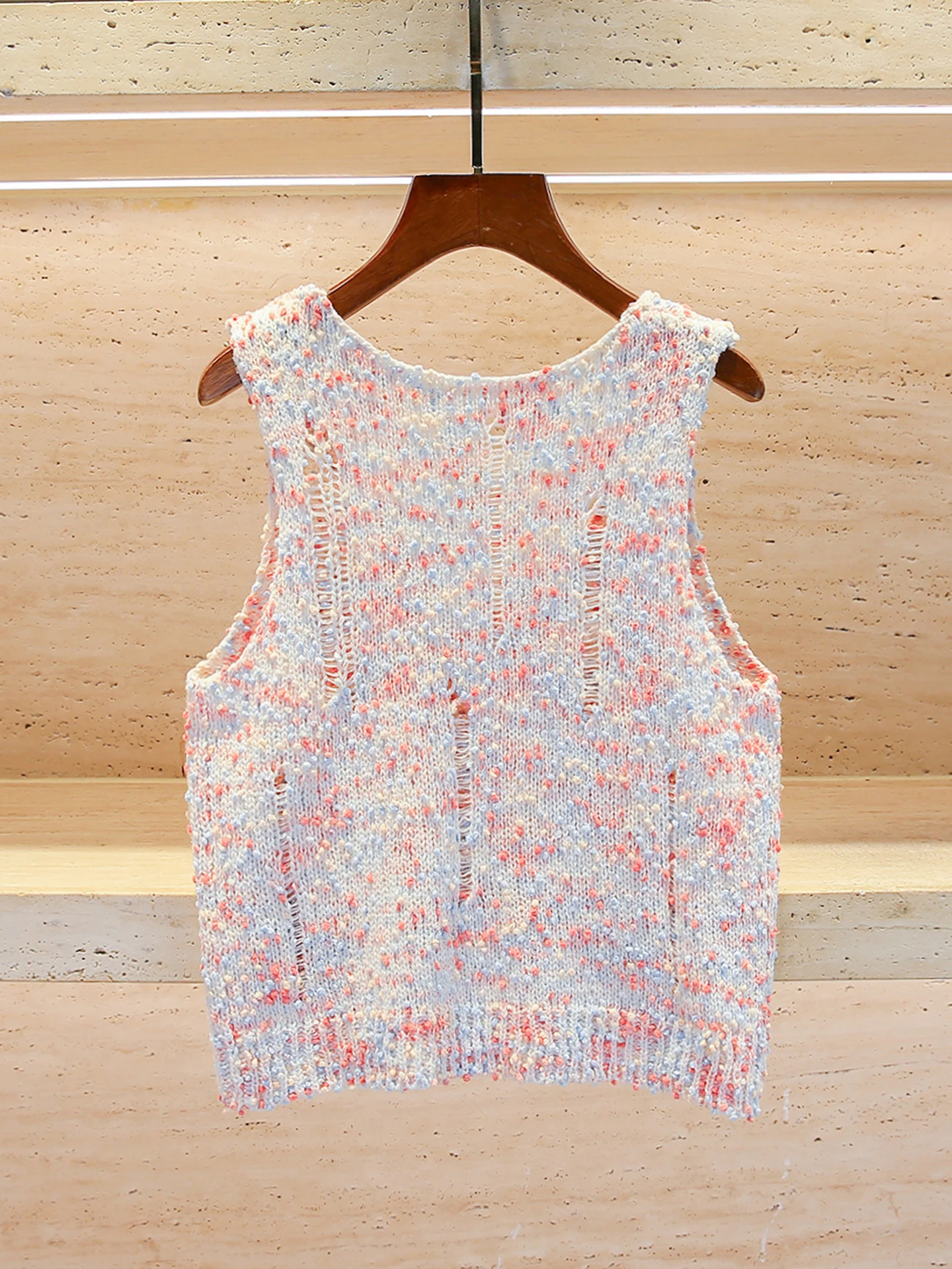 Ceco de Punto Calado Colorido para Mujer, Colección Otoño de Alta Gama por Nan You, Estilo Casual, Corte Regular, Tipo H