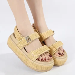 Women's Summer Flat Sandals Roman Trendy Open Toe Non-slip Soft Sole Slippers Hollow Out Thick Bottom Shoes Sandalias De Mujer