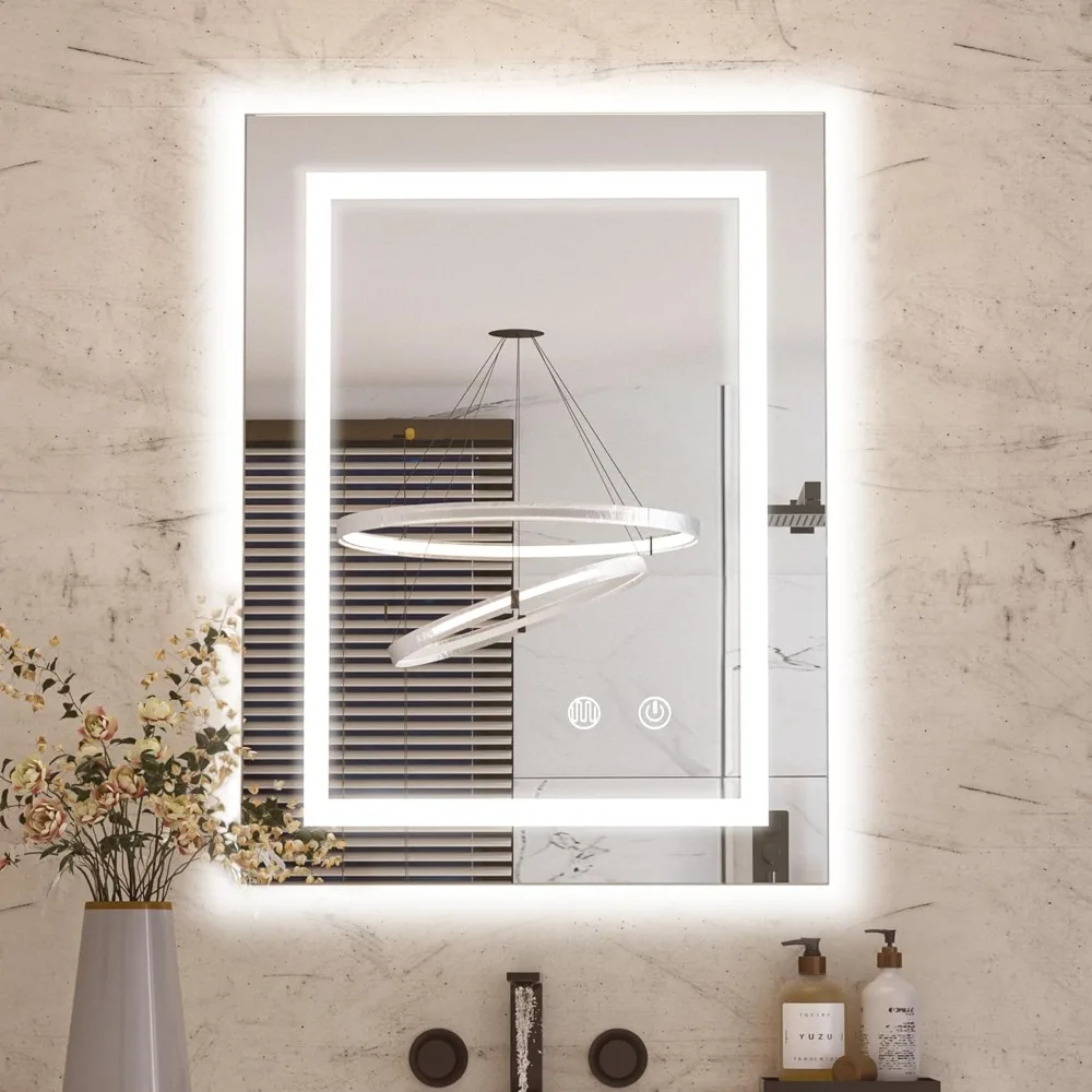 

20"x28" LED Bathroom Mirror with Lights, Front Light and Backlit, 3 Colors Dimmable Led Vanity Mirror for Bathroom, Anti-Fog, Me