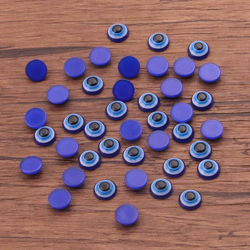 40pcs 6-30mm 10 Size Blue Half Round Shape Spacer Beads Evil Eye Beads Resin Flat Back Beads For Jewelry Making