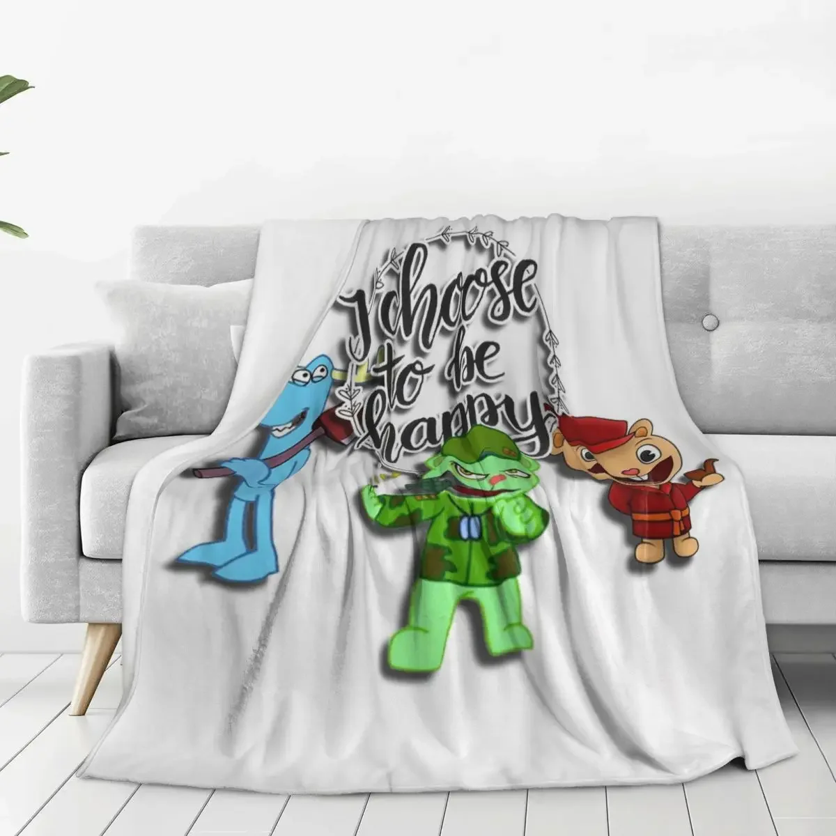 

Happy Tree Friends Family Blankets Flannel Lightweight Sofa Throw Blankets For Home Bedroom Travel Throws Bedspread Quilt
