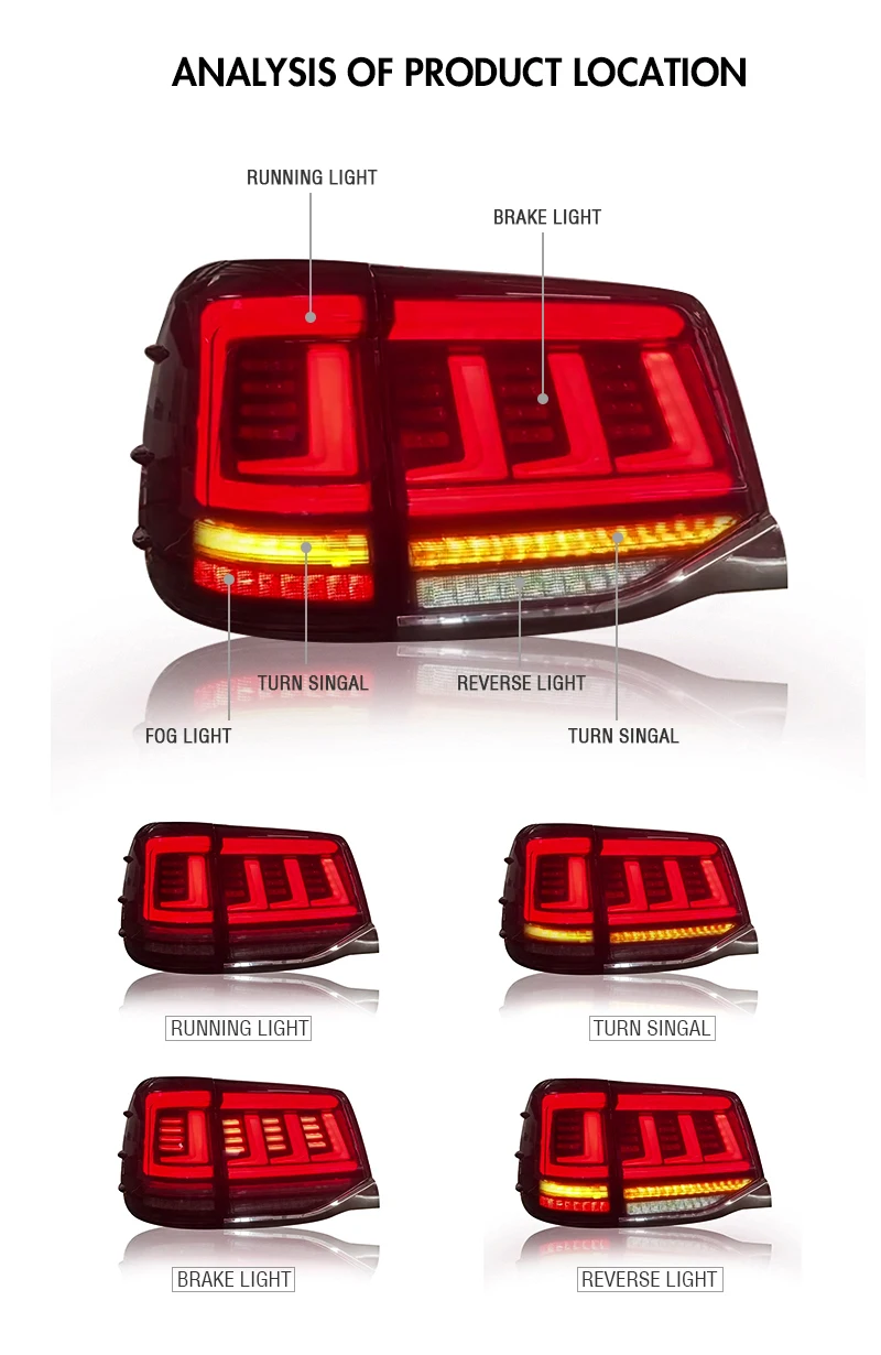 Wholesale Oem Modified Car Led Taillight Tail Light Rear Lamp Light for‘Toyota Land Cruiser Lc200 2016-2021