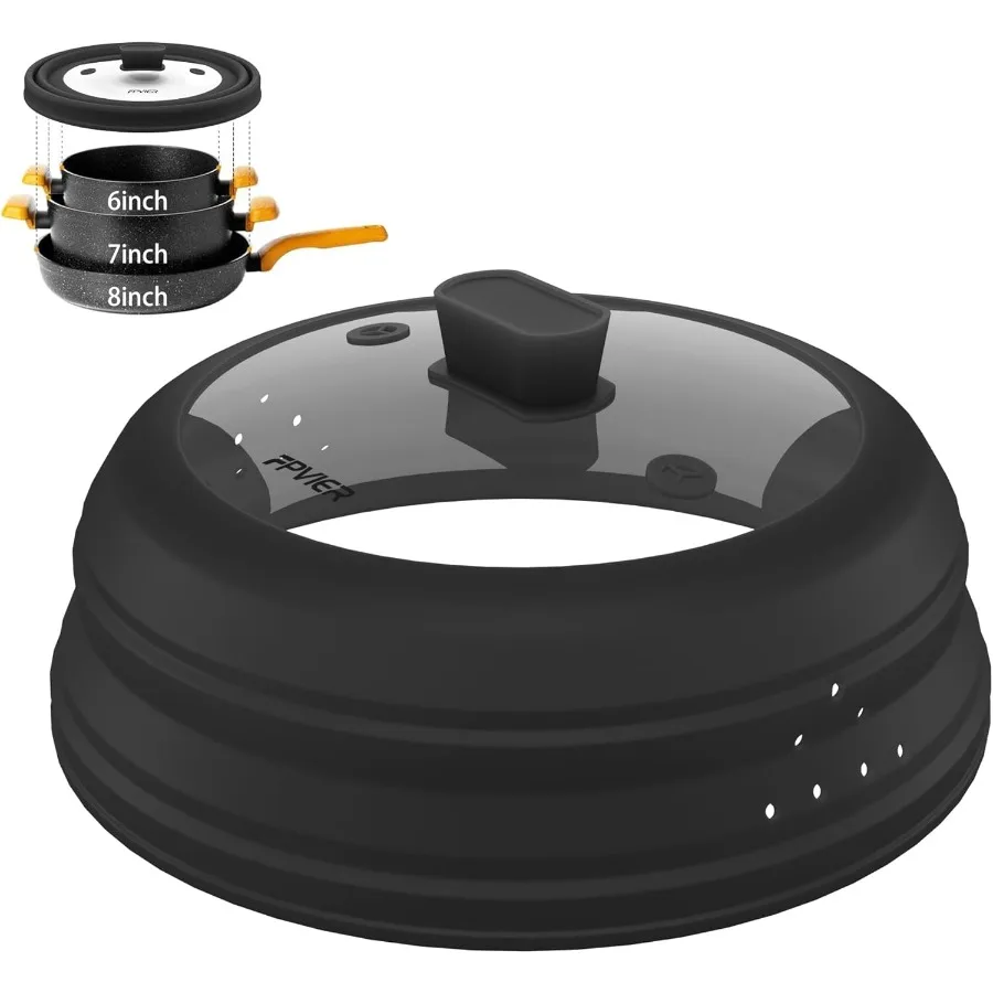 

9-дюймовая складная силиконовая крышка для микроволновой печи со стеклом для защитной крышки от брызг пищевых продуктов идеально подходит для использования на кухне предотвращает беспорядку