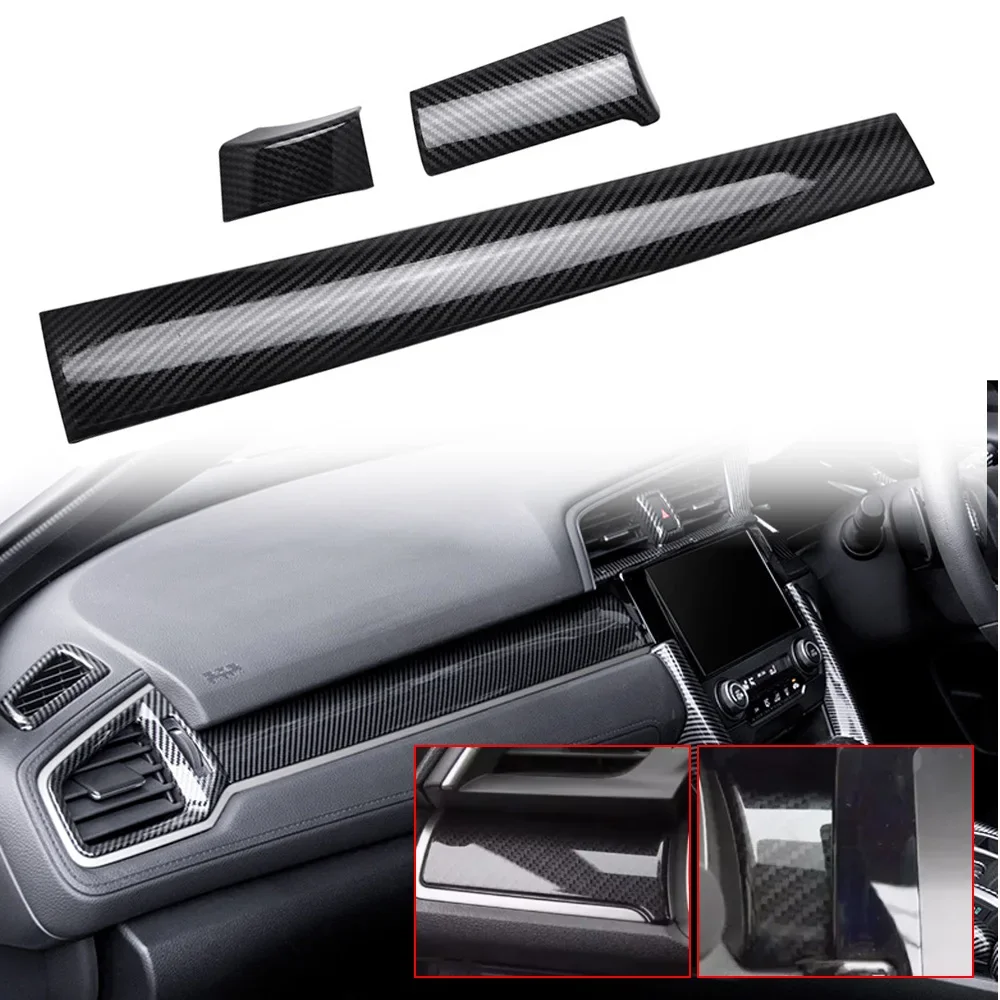 

3 шт., накладки на переднюю и центральную панель автомобиля для Honda Civic 2016-2017