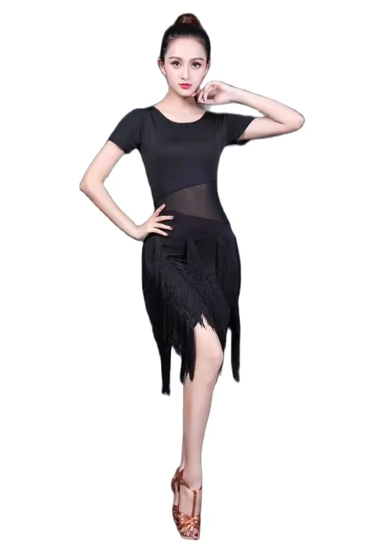 

Woman Latin Dance Dress New Swing Dance Dress Fringed Tango Salsa Ballroom Adult Latin Dance suit for woman Costume Competition