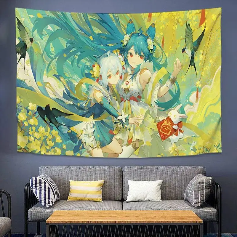 VIKAMA Cute Anime Tapestry Harajuku Style Wall Hanging Aesthetic Decor for Bedroom Dorm Living Room
