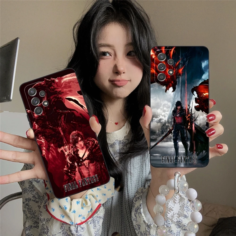 Final Fantasy Painting Mobile Cell Phone Case for Samsung Galaxy A91 73 71 70 54 53 52 34 24 23 21 S 5G Black Phone Cover Shell