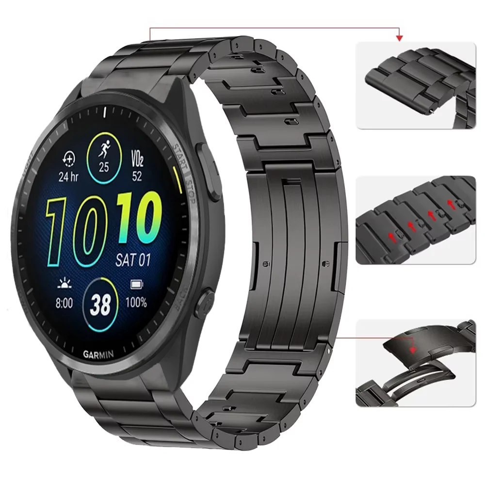 22mm 20mm 티타늄 스트랩 가민 포러너 570 970 965 265 55 165 265 뮤직 퀵 릴리즈 팔찌 가민 액티브 6 5 베뉴 3