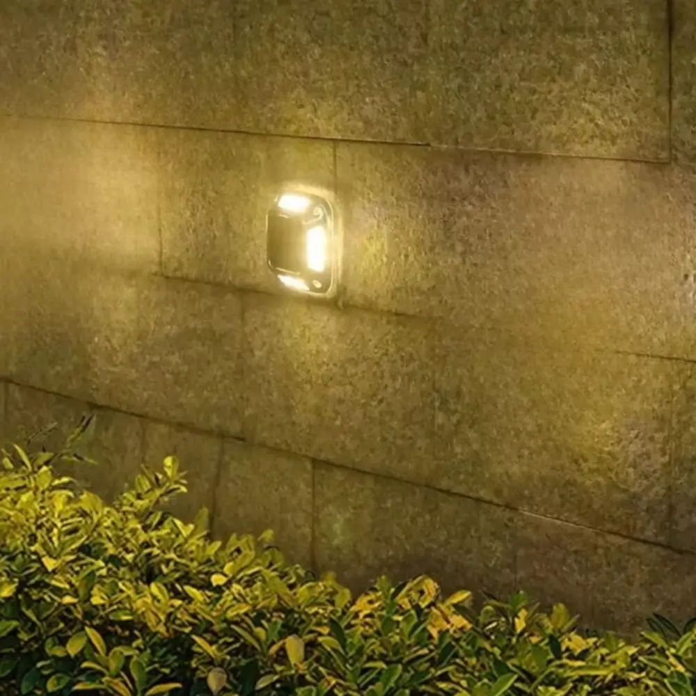 

4 PCS 8 LED Solar Ground Lights Warm Light/White Light Waterproof Garden Light Stainless Steel Recessed Design Wall Lamp