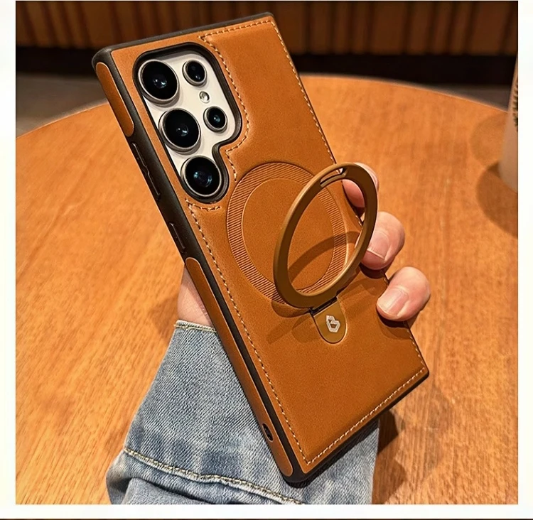 Etui magnetyczne w stylu retro ze skóry biznesowej do Samsung Galaxy S25 S24 Ultra S23 S22 Plus Bezprzewodowe, odporne na wstrząsy etui do Magsafe — zdjęcie produktu 5