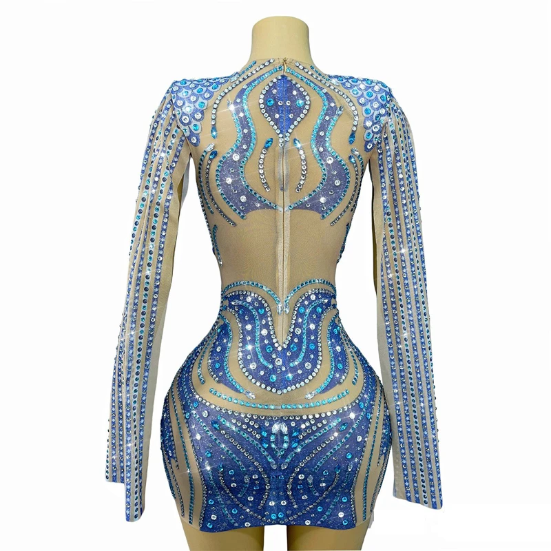 Sukienka z pełnymi dżetami na imprezę, do klubu nocnego, baru, dla DJ-a, do tańca jazzowego, strój dla piosenkarki, kostium sceniczny, XS10198