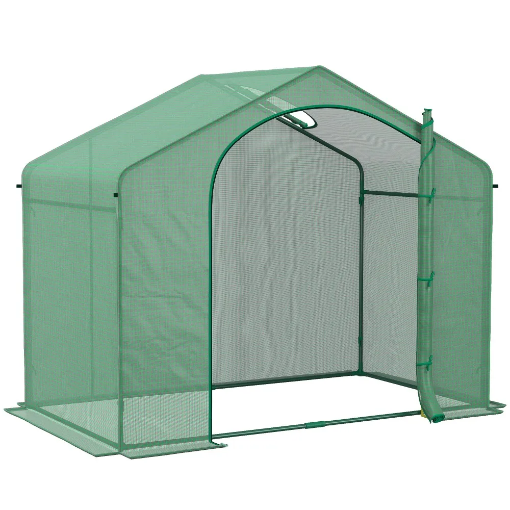 

6' X 3.3' X 5.5' Outdoor Portable Walk-In Greenhouse, Pe Cover, Door, Green