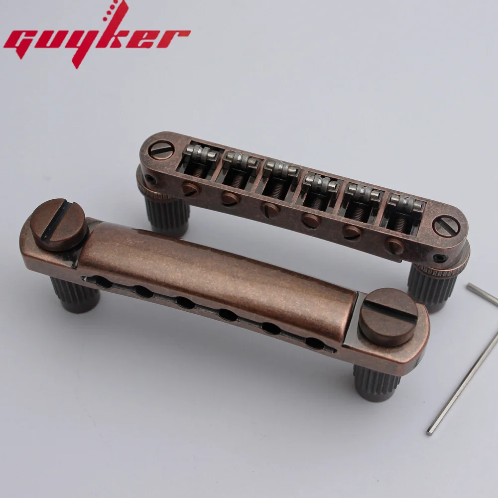 Guitar Stop Bar Tailpiece with Anchors +Tune O Matic Roller Saddle Guitar Bridge Studs Bronze color for LP SG Guitars