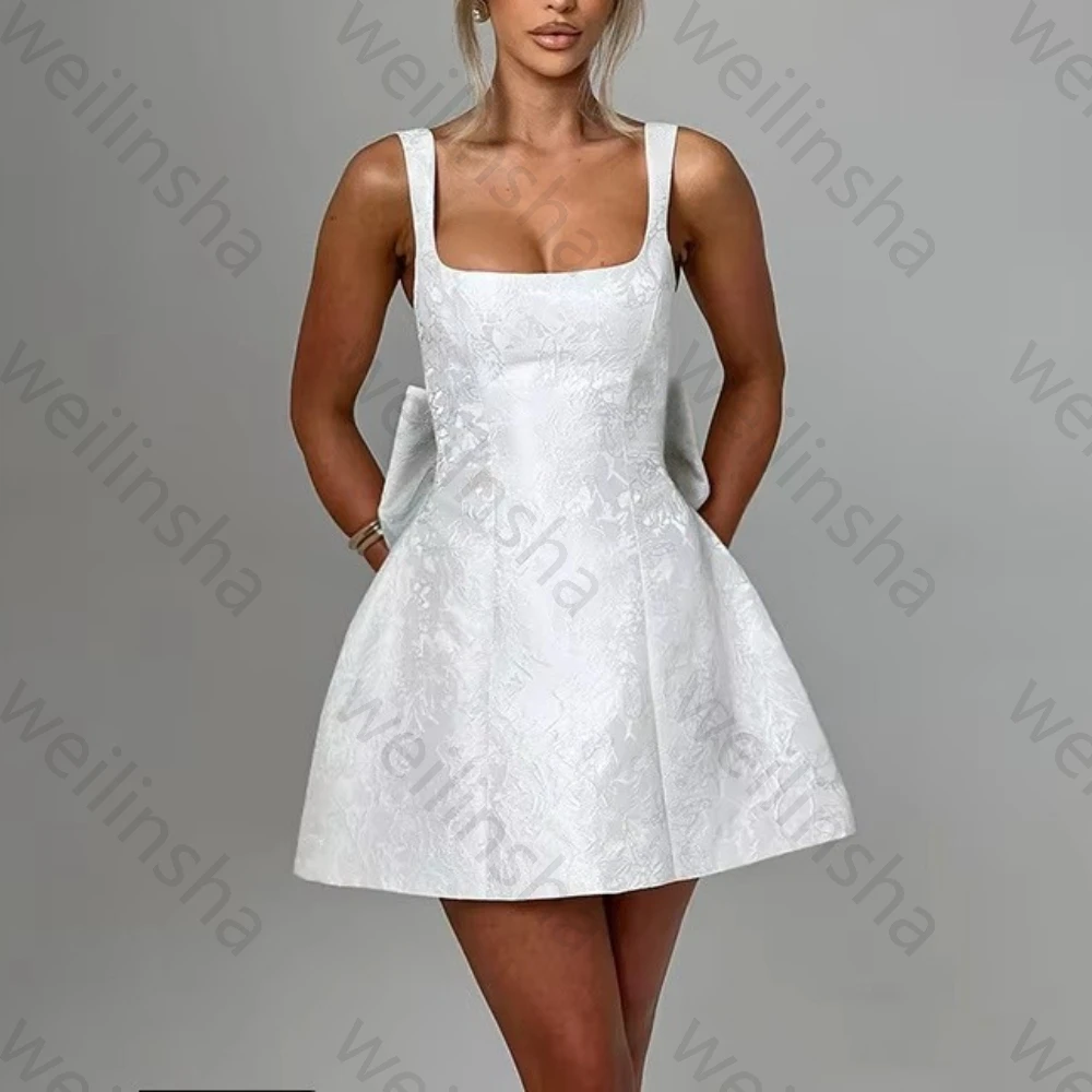 

Elegant A-line Sleeveless Backless Cocktail Dresses Sexy Bow Celebrity Dress Exquisite High Quality Prom Party Gowns Customized