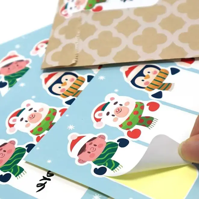 

Fashionable Cartoon Cute Rectangular Christmas Stickers Gift Box Sealing Stickers Packaging Decoration Gift Stickers 100 Pieces
