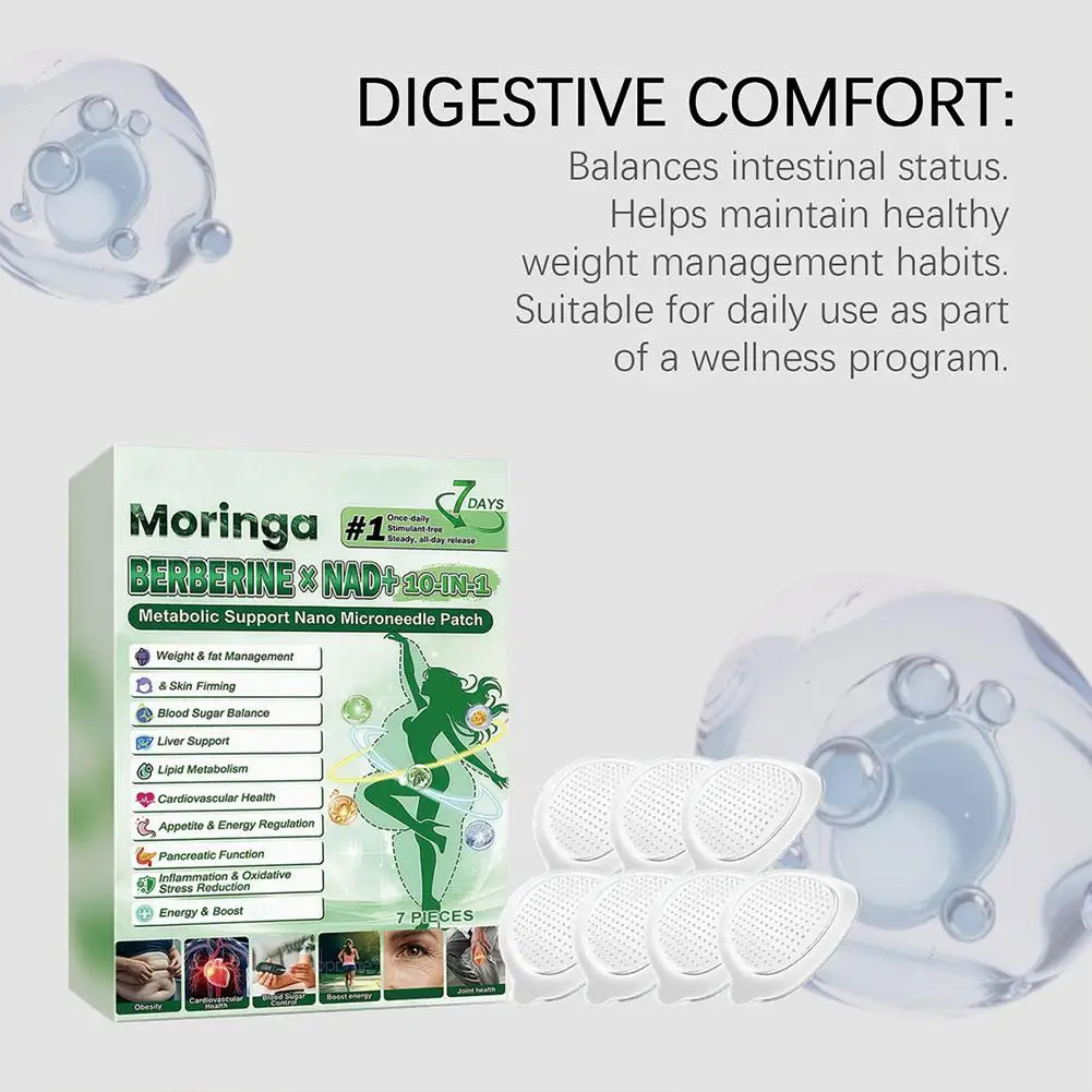 

Пластырь для поддержки метаболизма Moringa Berberine NAD+ 10-в-1 (1/3/5/10 шт.) – регулирование липидного обмена, контроль аппетита, повышение энергии