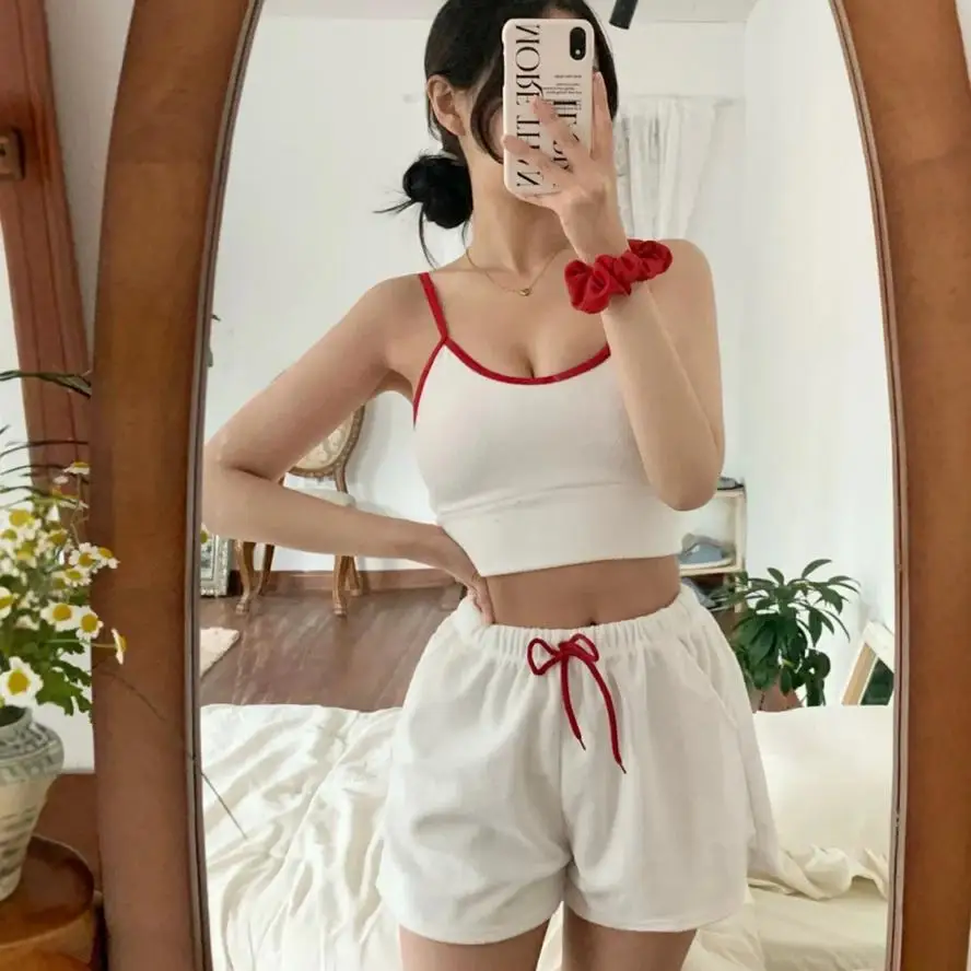 New 3 Pieces Set Swimsuit Women White Swimwear Sexy Sports Bikini High Waist Shorts Beach Wear Towel Fabric Bathing Suit Korean