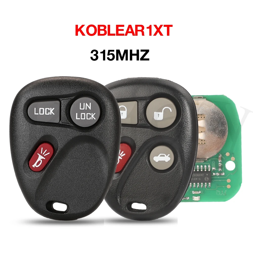 Jingyuqin KOBLEAR1XT 원격 자동차 키, 3/4 버튼 포함, 쉐보레 아발란치, S10, 실베라도, 교외, 타호용, 315Mhz