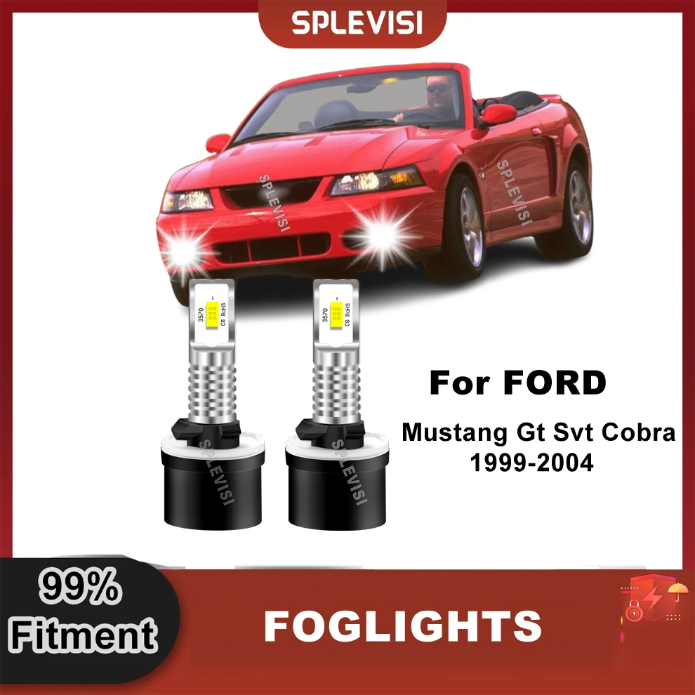 2x Car LED Fog Light Bulbs HID White Replace For Ford Mustang Gt Svt Cobra 1999-2004 2000 2001 2002 2003 luces led para auto