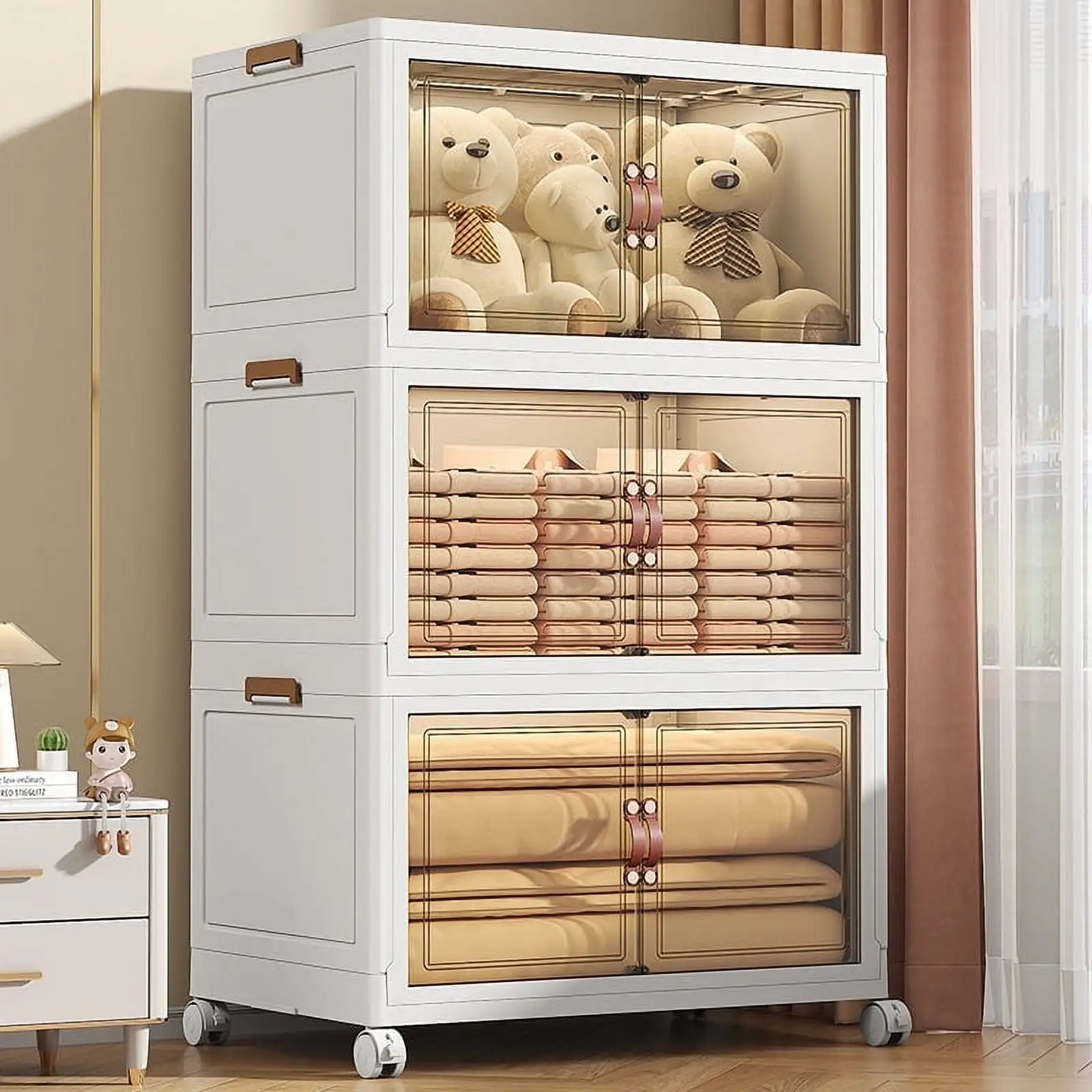

Контейнеры для хранения 60QT с крышками — складной ящик для хранения с дверцами и колесами, складные пластиковые контейнеры для хранения в шкафах