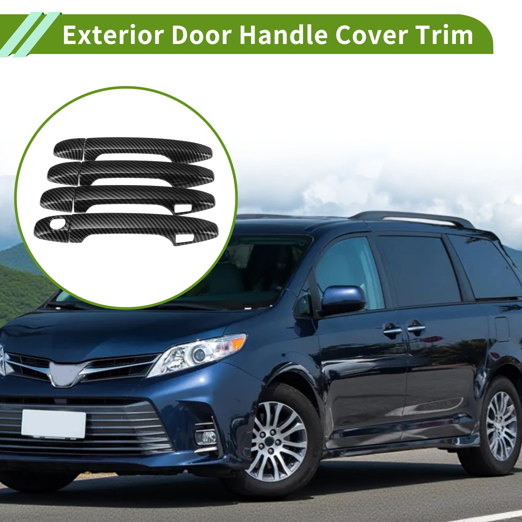 

Накладки на внешние ручки дверей UXCELL (передние и задние) для Toyota Sienna без отверстия для бесключевого доступа, черные, под карбон