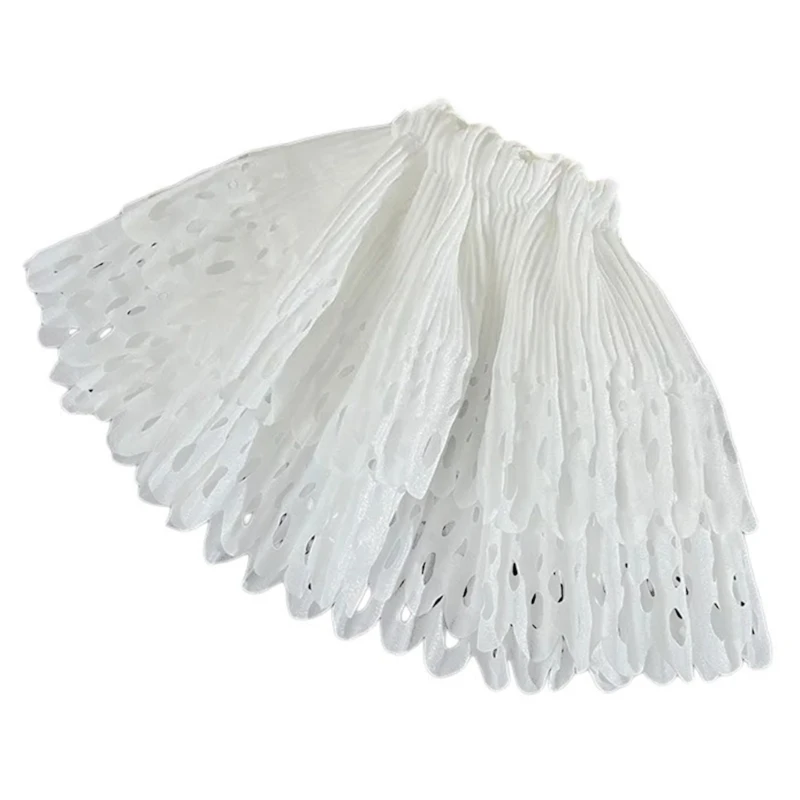 

Elegant Scrunchies White Hollow Out Double Layer Pleated Hairband and Elastic Hair Scrunchy for Fashionable Women