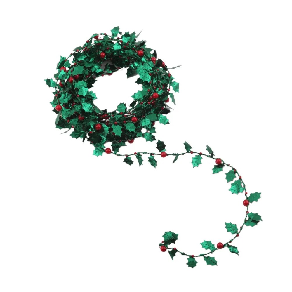 

Green Leaves Christmas Leaves Rattan Red Fruit Colorful Simulated Rattan 5Meters Beads String Christmas Decoration Strips