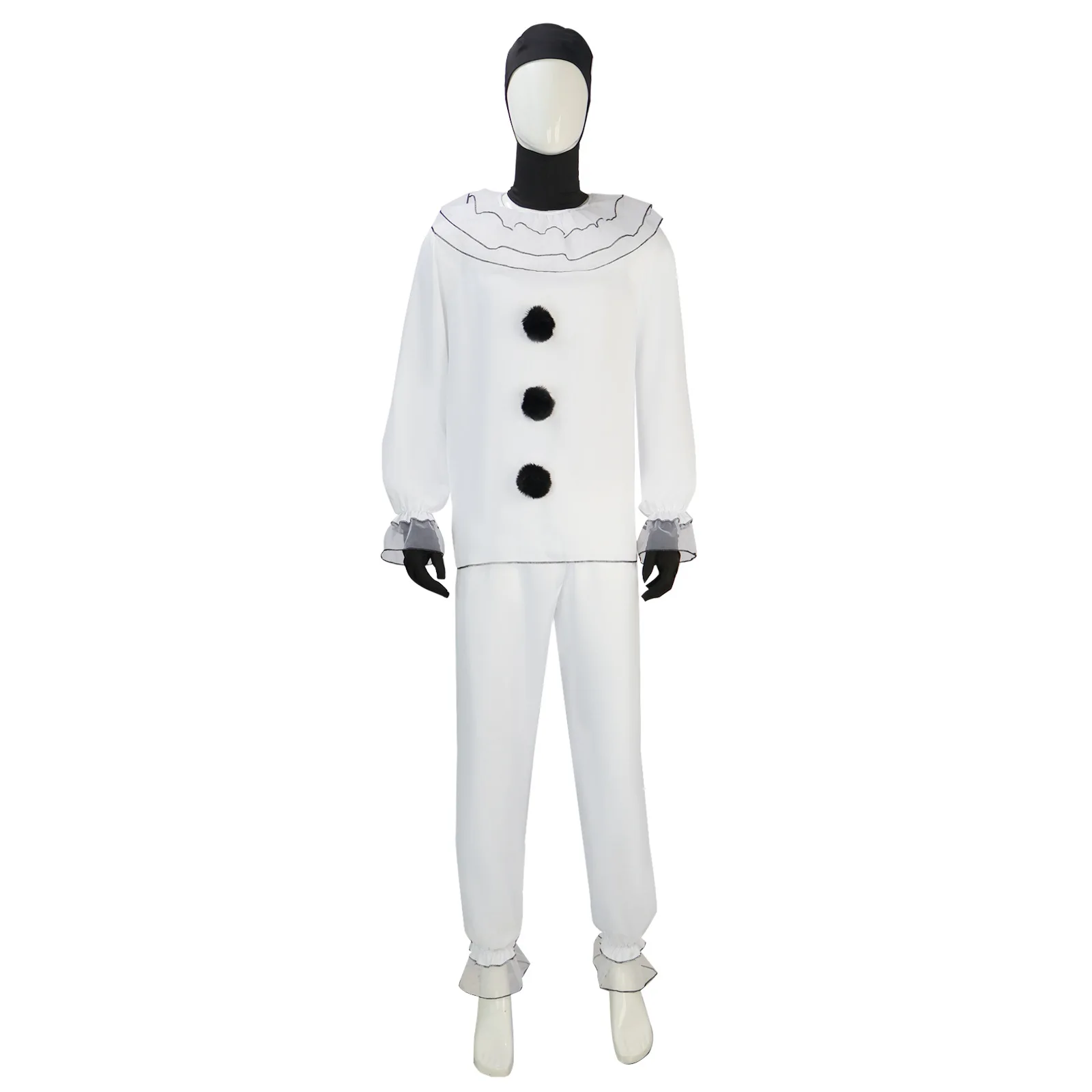 Costume de cosplay de clown Pierrot d'anime pour homme, tenue de scène de mime, costume de Joker, pour Halloween, fêtes et spectacles