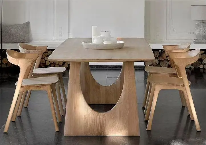 Simple Style Home Furniture Solid Wood Dining Table And Chairs Set Rectangle Table Set For Kitchen Restaurant Dining Room