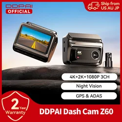 DDPAI Z60 4K+2K+1080P Dash Cam Support Rear and Interior with GPS 5GHz WiFi ADAS NightVIS 2.0 Dash Camera 24H Parking Monitor