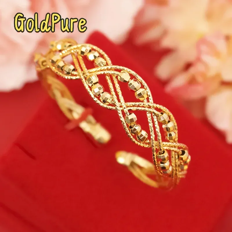 

Браслет Goldpure из настоящего золота 9999 пробы (24K) с лазерной гравировкой, в европейском и американском стиле, для женщин, с эффектом мгновенного сияния, открывающийся