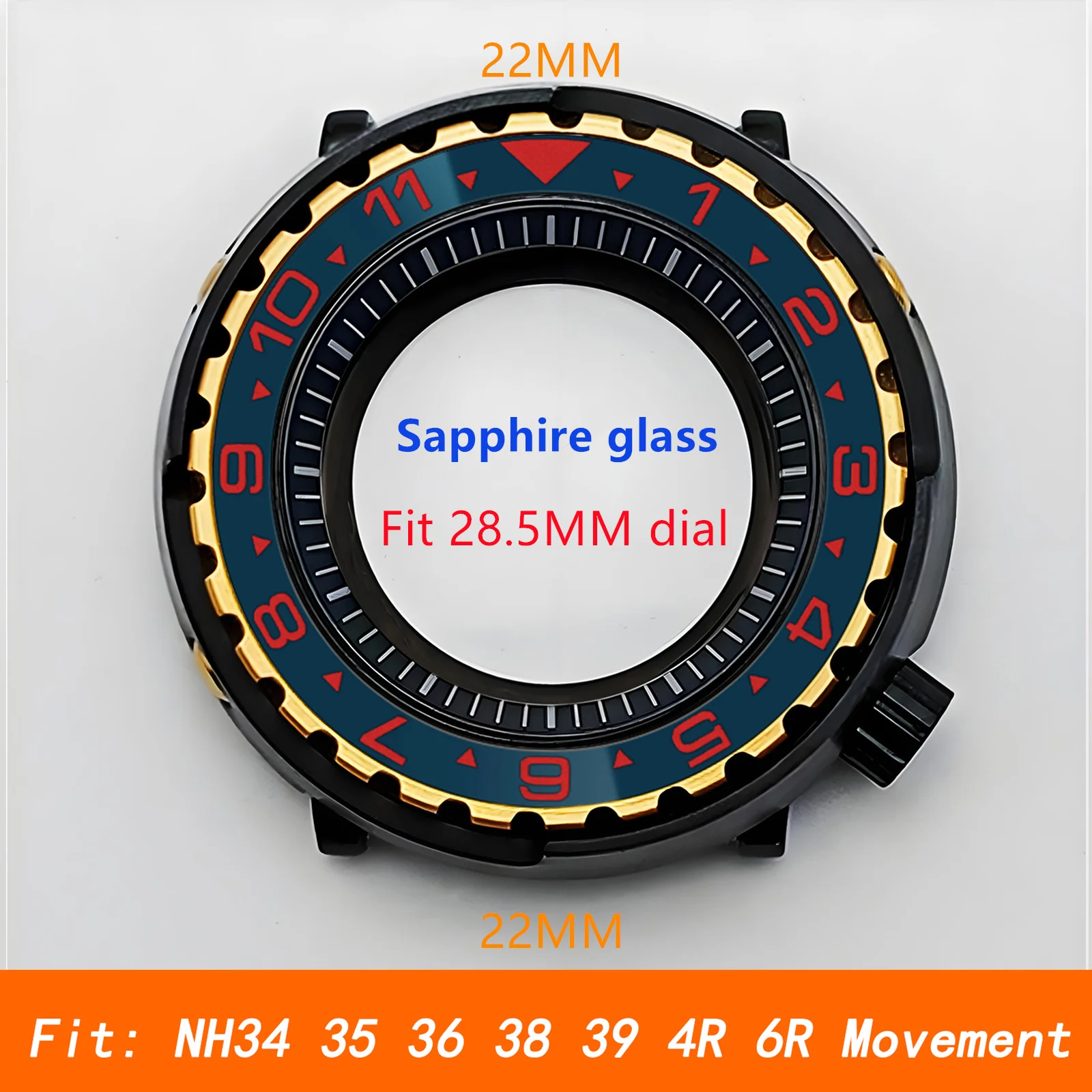 

Mod Black Gold Tuna Can Case NH35 Case Ceramic Insert Gold Bezel Sapphire Glass Stainless Steel Watch Case