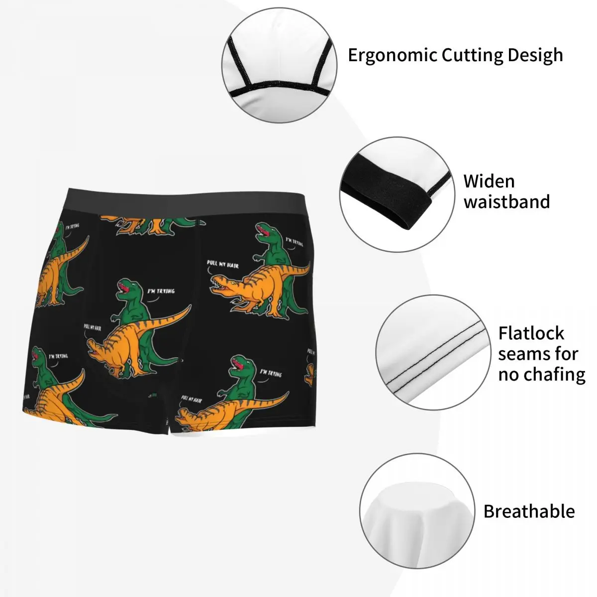 T-Rex Man\'s Boxer Briefs Underwear Dinosaurs Highly Breathable High Quality Sexy Shorts Gift Idea