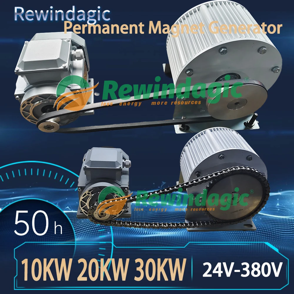 10KW 20KW 30KW 220V 380V Permanent Magnet Generator With 220V Single Phase Motor Connect Through Chain /Pulley Belt/Coupling