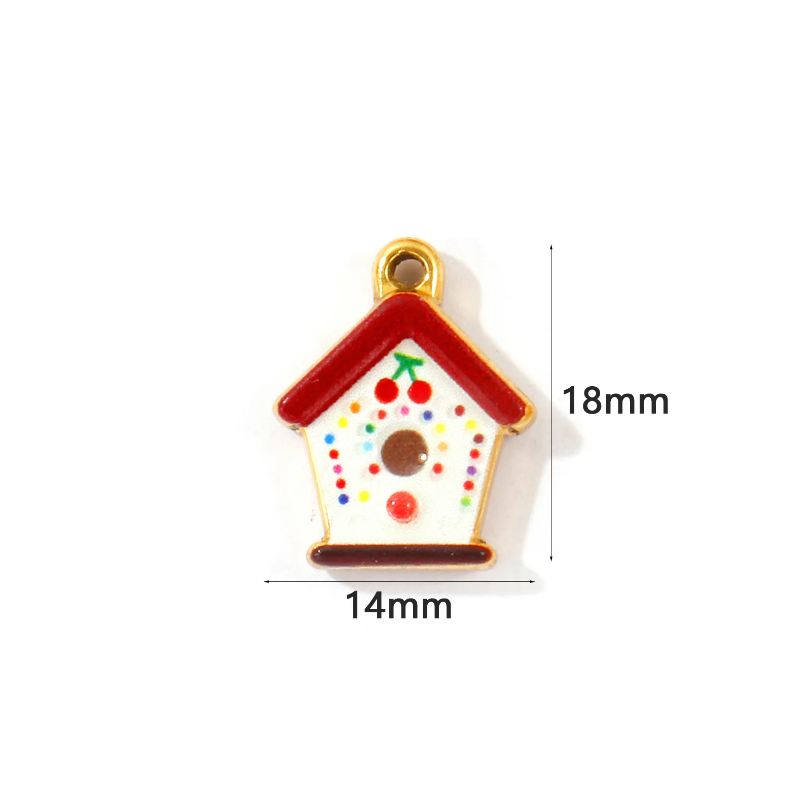 2 Stück wasserdichte, bunt bedruckte Anhänger mit Haus- und Blumenmotiven, Teekanne, 304 Edelstahl, 18K vergoldete Anhänger, DIY-Halskette, Großhandel – Detail 13