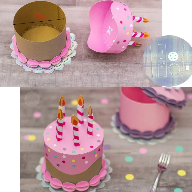 

3D GIFT BOX CAKE BIRTHDAY Candy Box Cutting Die for Birthday Party Card making Scrapbook Metal Die Knife