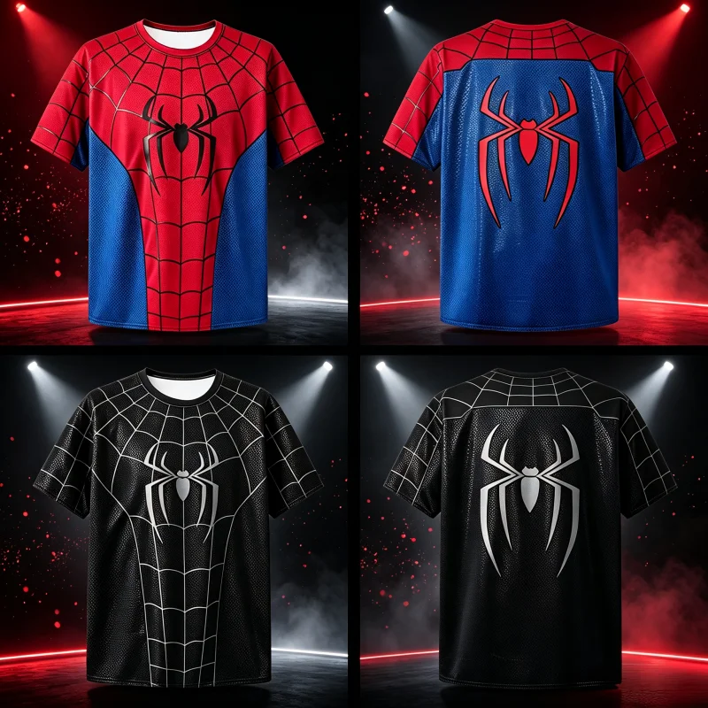 2026 Neues Spider-Man Superhelden-Kurzarm-T-Shirt für Männer und Frauen, Sommer-T-Shirt, atmungsaktiv, bequem, schnelltrocknend, Familienkleidung