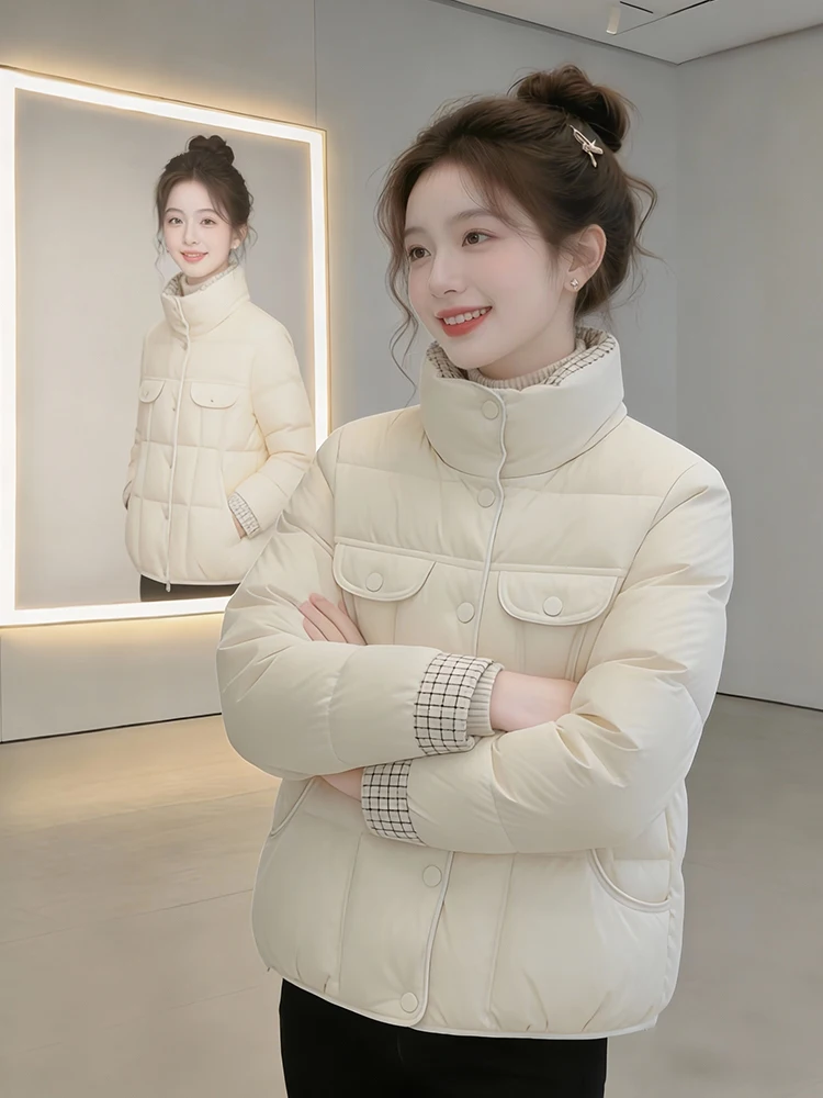 

Ele Anti-Aging down Jaet Zipper Thiened Women's Cotton Coat Warm Trendy Winter Outerwear Korean Sle Long Sve