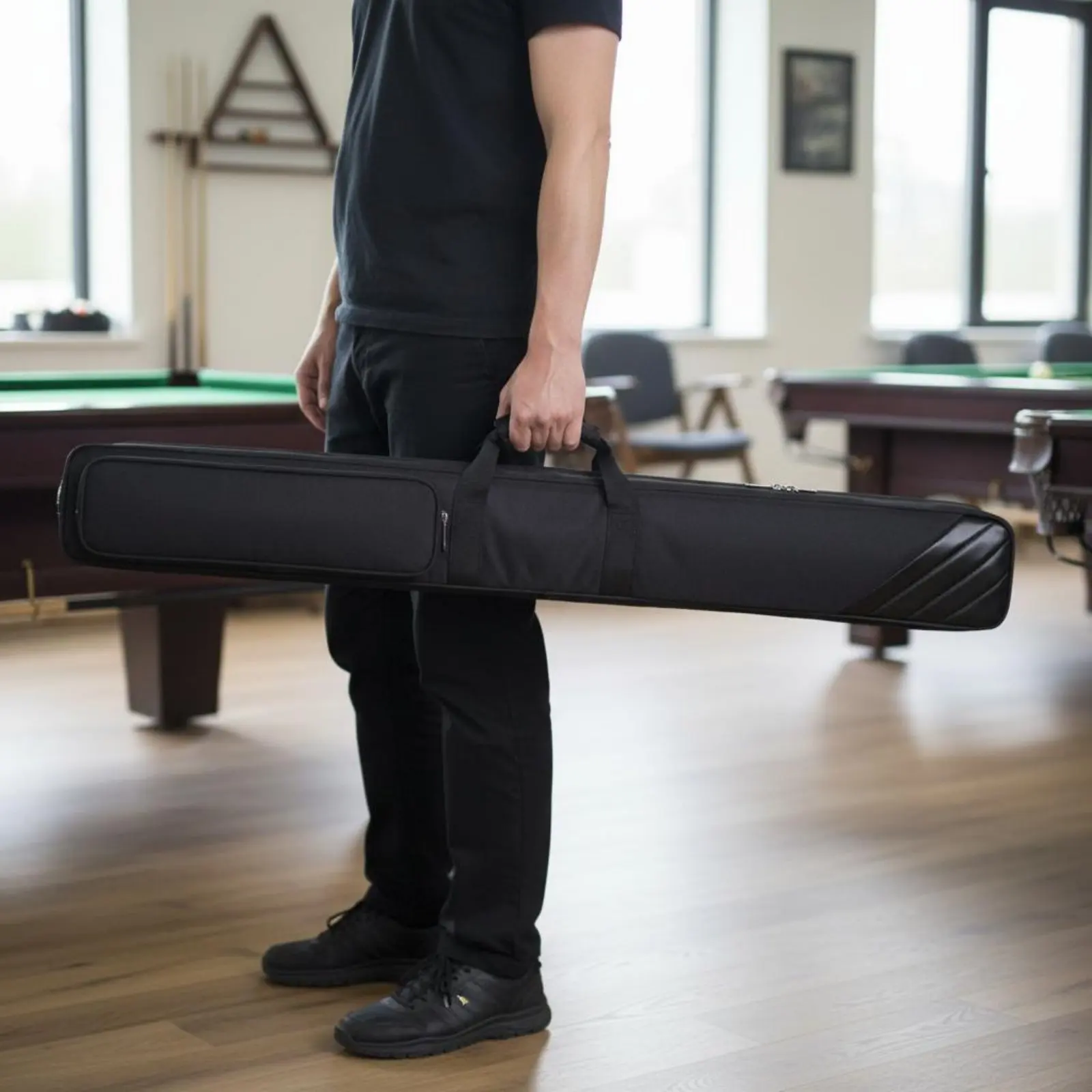 

Портативный чехол для кия 3/4 и 1/2 секции, сумка для хранения снукерного кия, прочный спортивный аксессуар с внешним карманом для путешествий