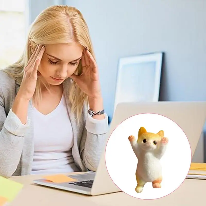 Soft Stress Relief Stretchy Doll Squeeze Toy Raise Hands Cat Fidget Toy For Kids Interactive Sensory Toys Lightweight