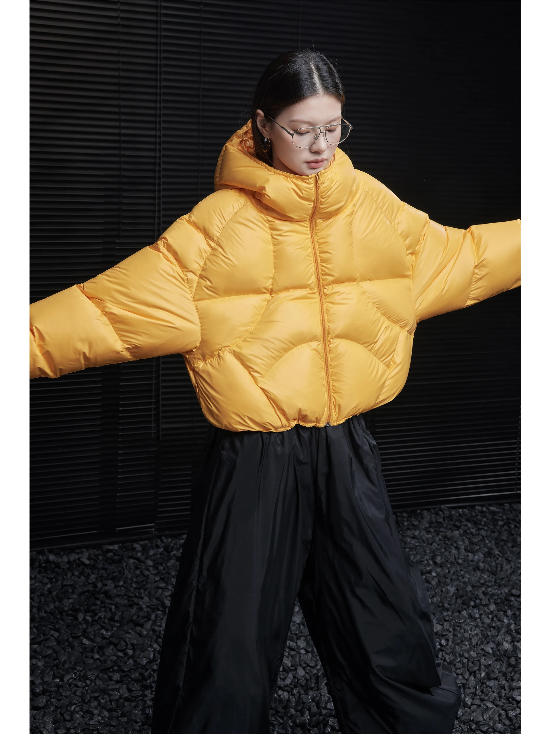 

Orange Yellow Casual Hooded down Jaet Women's Loose Thiened Autumn Winter New Sle Street Sle Warm Nylon Fabric Zipper...